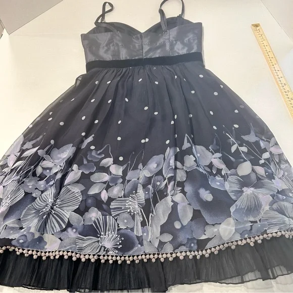 Rebecca Taylor Blue Floral Mini Dress Size 4 - Picture 12 of 14